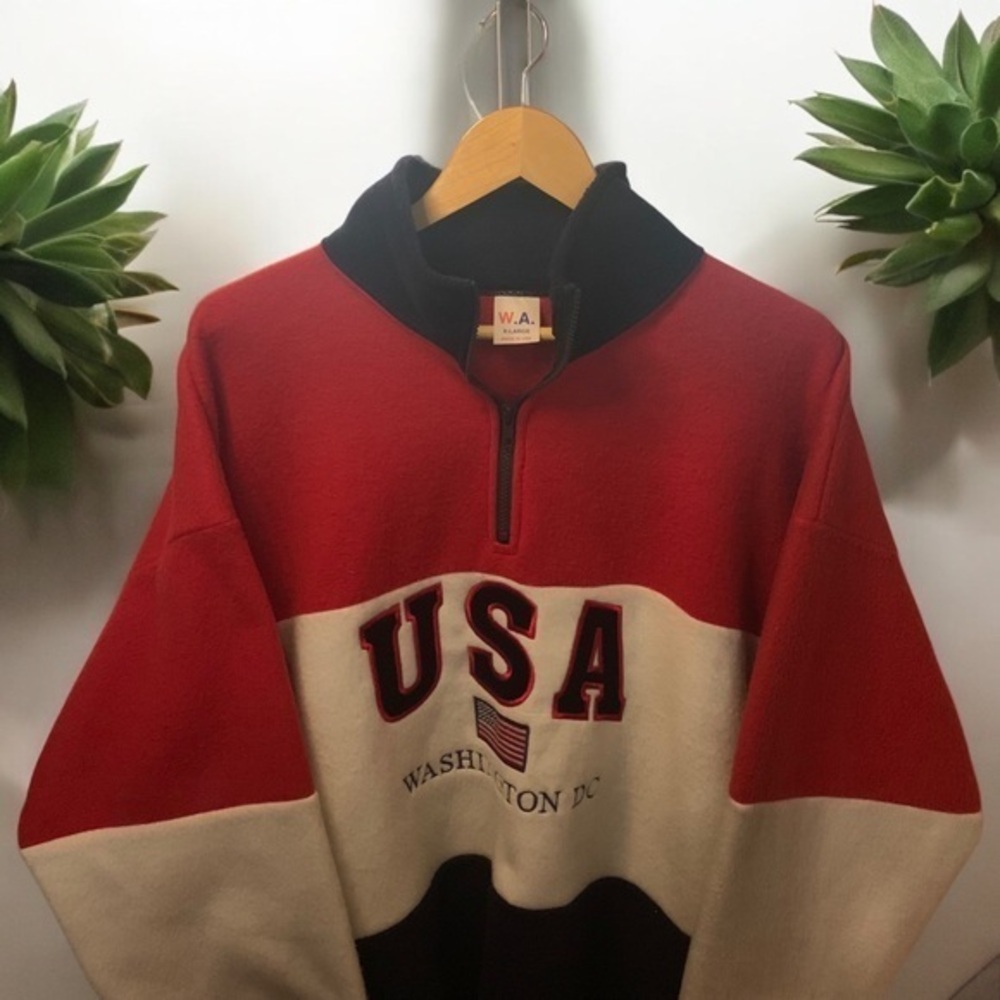 Vintage 90’s Washington USA Oversized 3/4 Zip Sweater XL